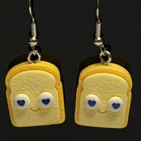 Toast Earring, Funny Food Earring, Gift Idea, Bread Earring, Toast Jewelry - Picture 1 of 5